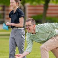 Jason Cronkite throws a bag during a game